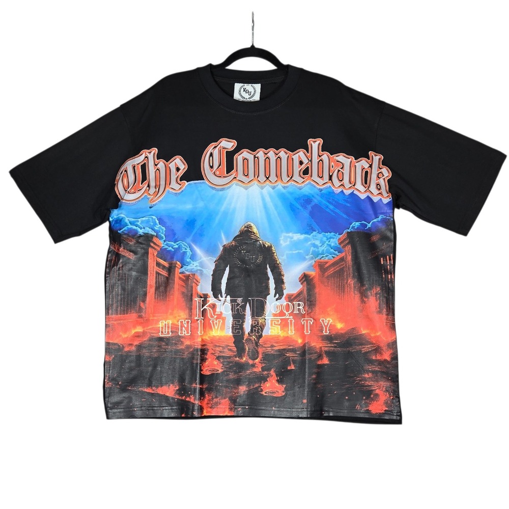 Kick Door University T-Shirt Mens XXL Black The Comeback Blessed Graphic Tee